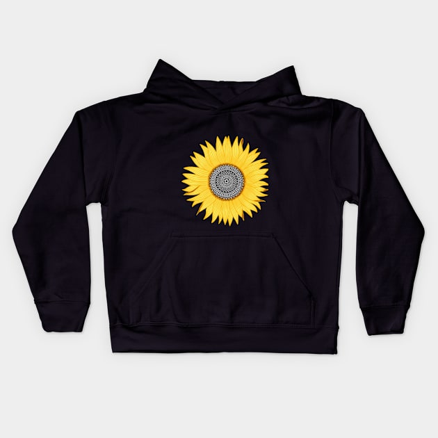 Sunflower mandala Kids Hoodie by paviash